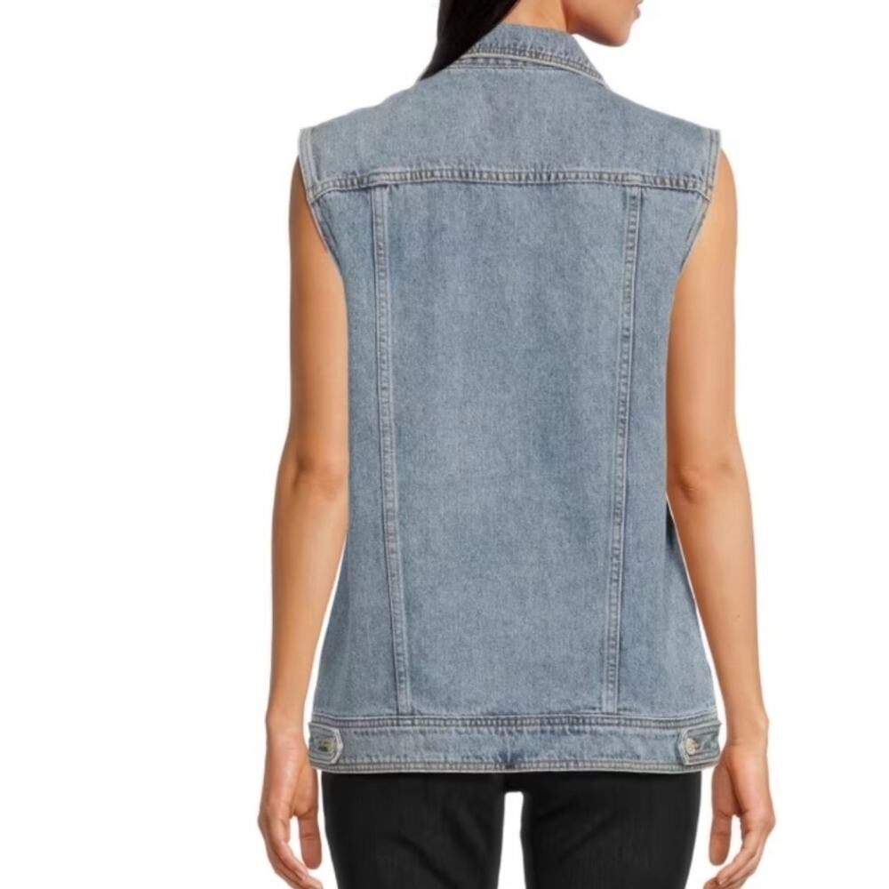 NWT Amanda Uprichard Greyson rhinestone denim jean vest sz S - Picture 3 of 6